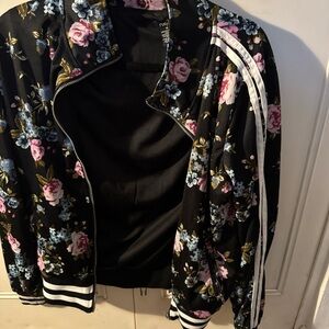 Rue21 Black Floral Bomber Jacket